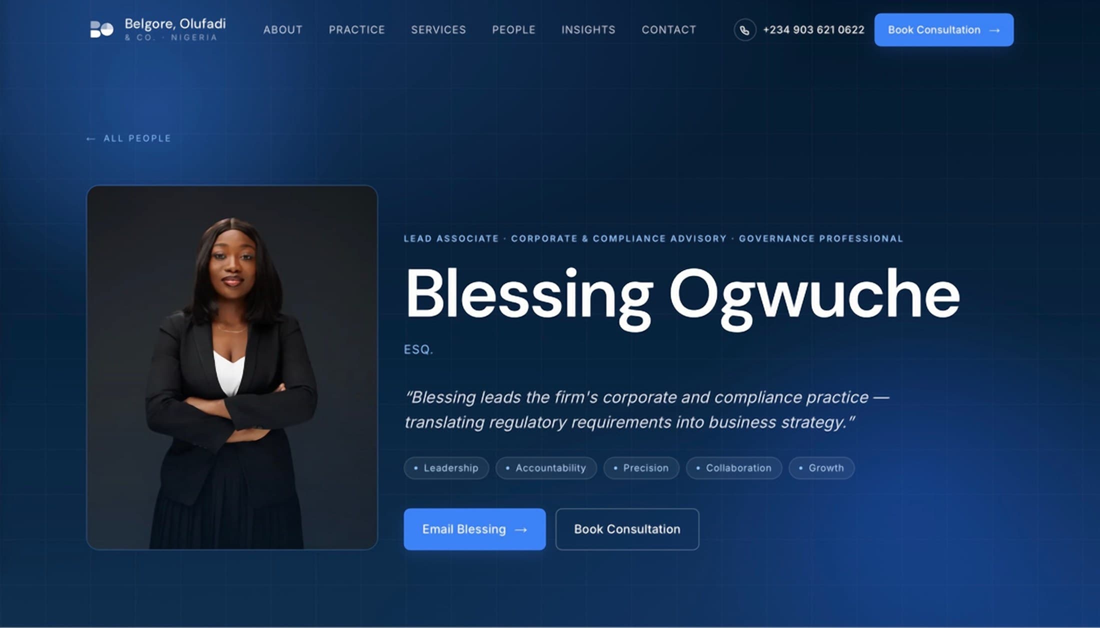 Belgore, Olufadi & Co.: Blessing Ogwuche, Lead Associate